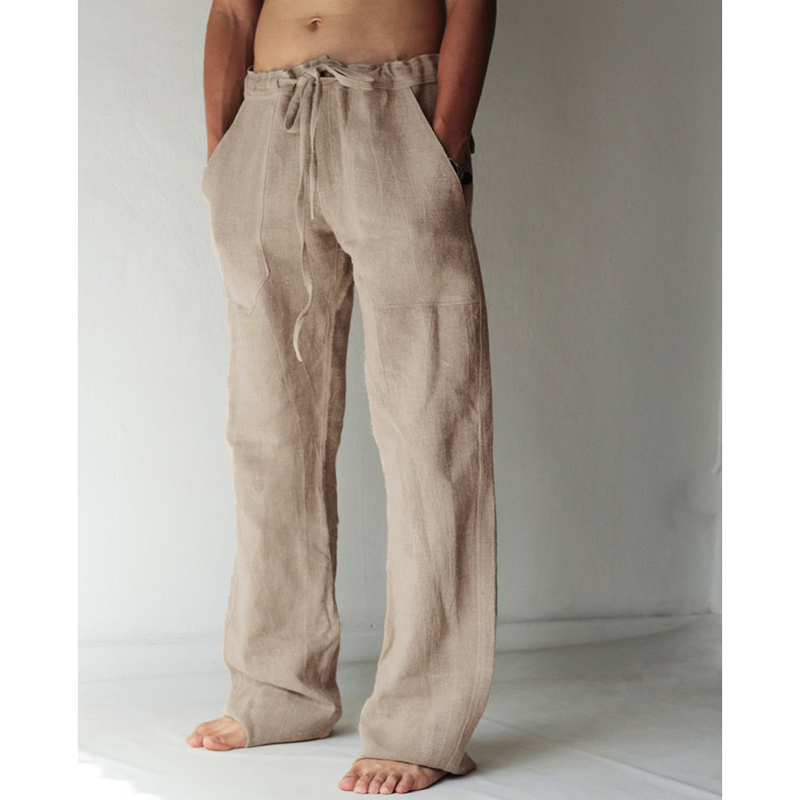 Pants - Men`s Breathable Cotton Linen Baggy Harem Yoga Pants Drawstring ...