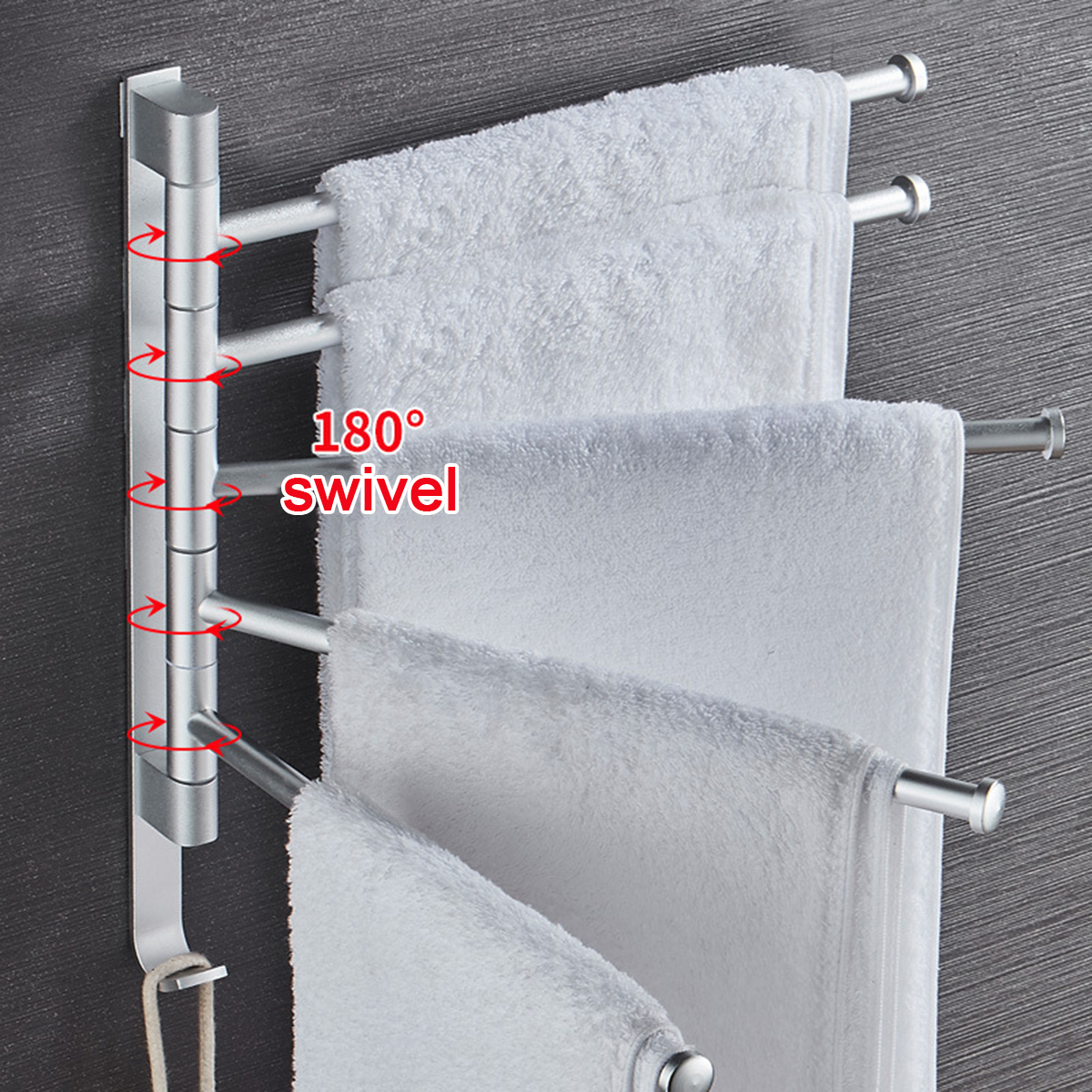 Bathroom Swivel Towel Rack Wall Mounted Heavy Duty Towel Shelf Towel Holder 11