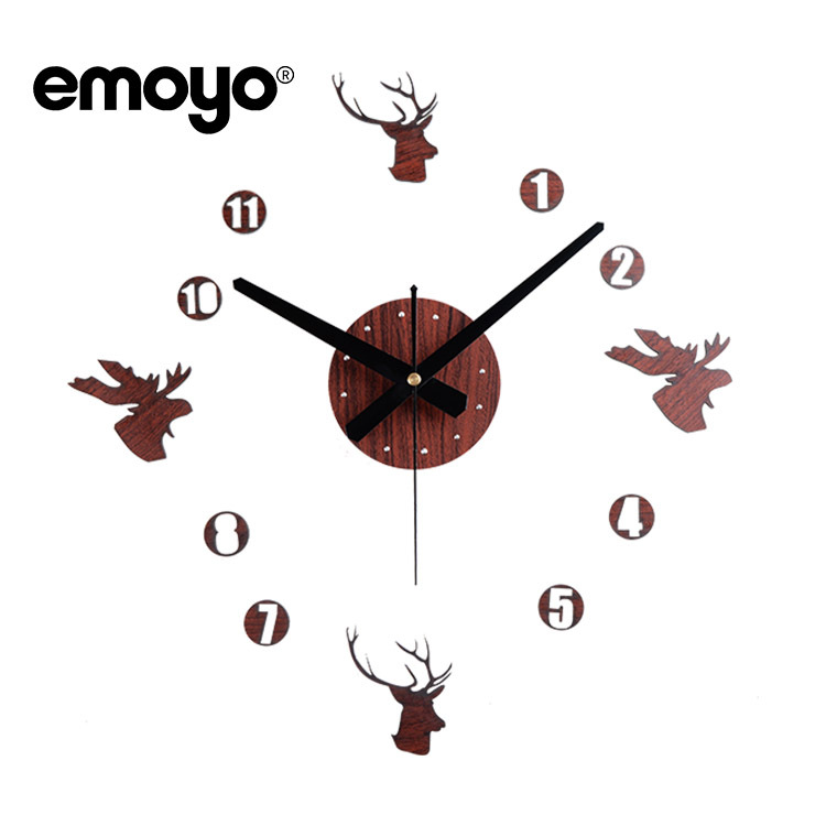 

Emoyo EDIY009 Creative Large DIY Wall Clock Modern 3D Wall Clock With Mirror Numbers Stickers For Home Office Decoration