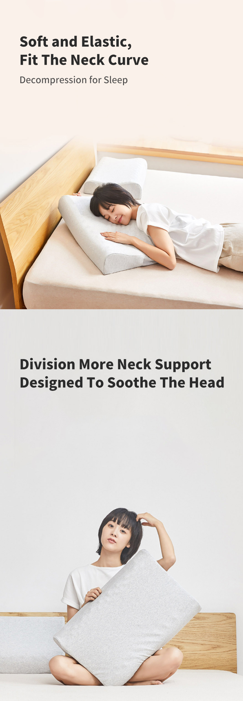 XIAOMI MIJIA Natural Latex Neck Pillow Three Curve Neck Guard Partitioned Particle Bulge Swedish Polygiene Antibacterial for Bedroom 2