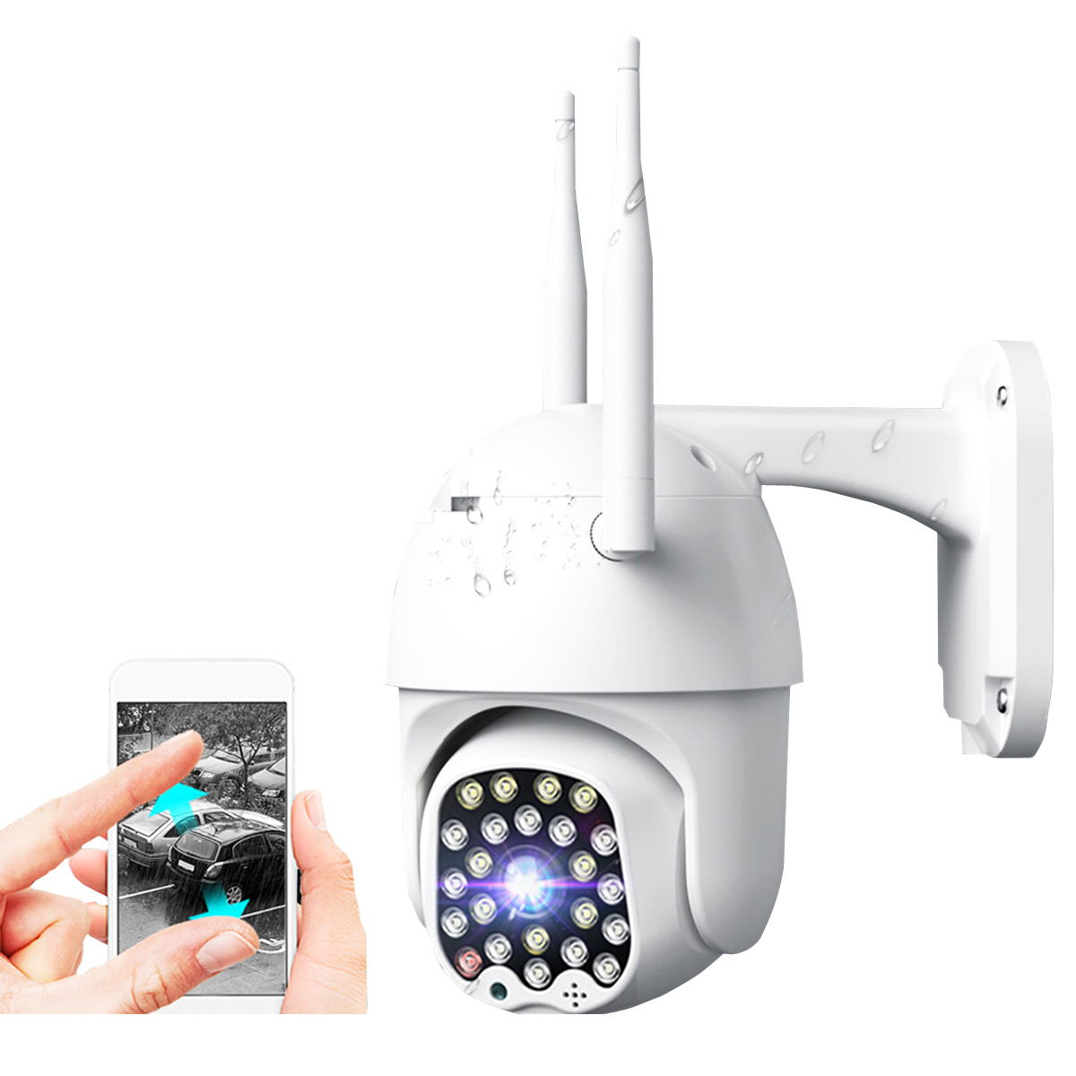 GUUDGO 4X Zoom 23LED 1080P HD Wifi IP-безопасность камера На открытом воздухе Световая и звуковая сигнализация ночного видения Водонепроницаемы
