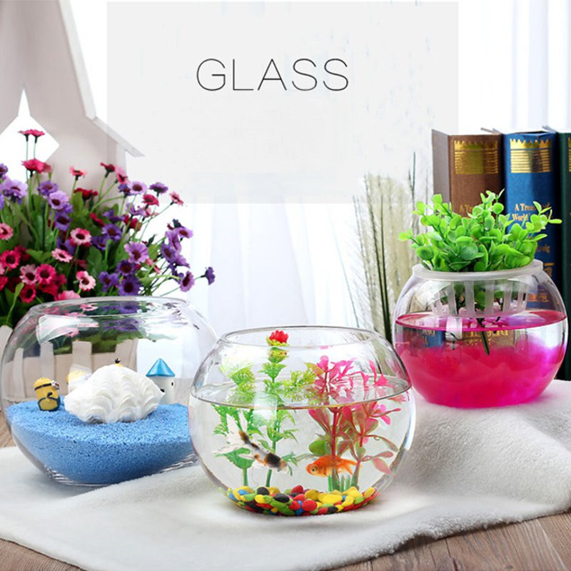 Clear Glass Flower Vases Fish Tank Ball Bowl Flower Planter Hydroponic Pot S 