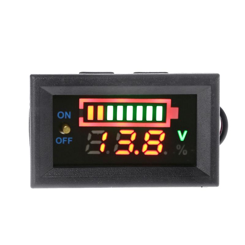 

12V Lead Acid Battery Charge Level Indicator Battery Tester Lithium Battery Capacity Meter LED Tester Voltmeter Dual Display