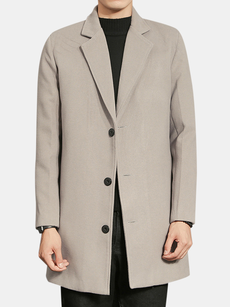 

Mid-Length Casual Woolen Trench Coat