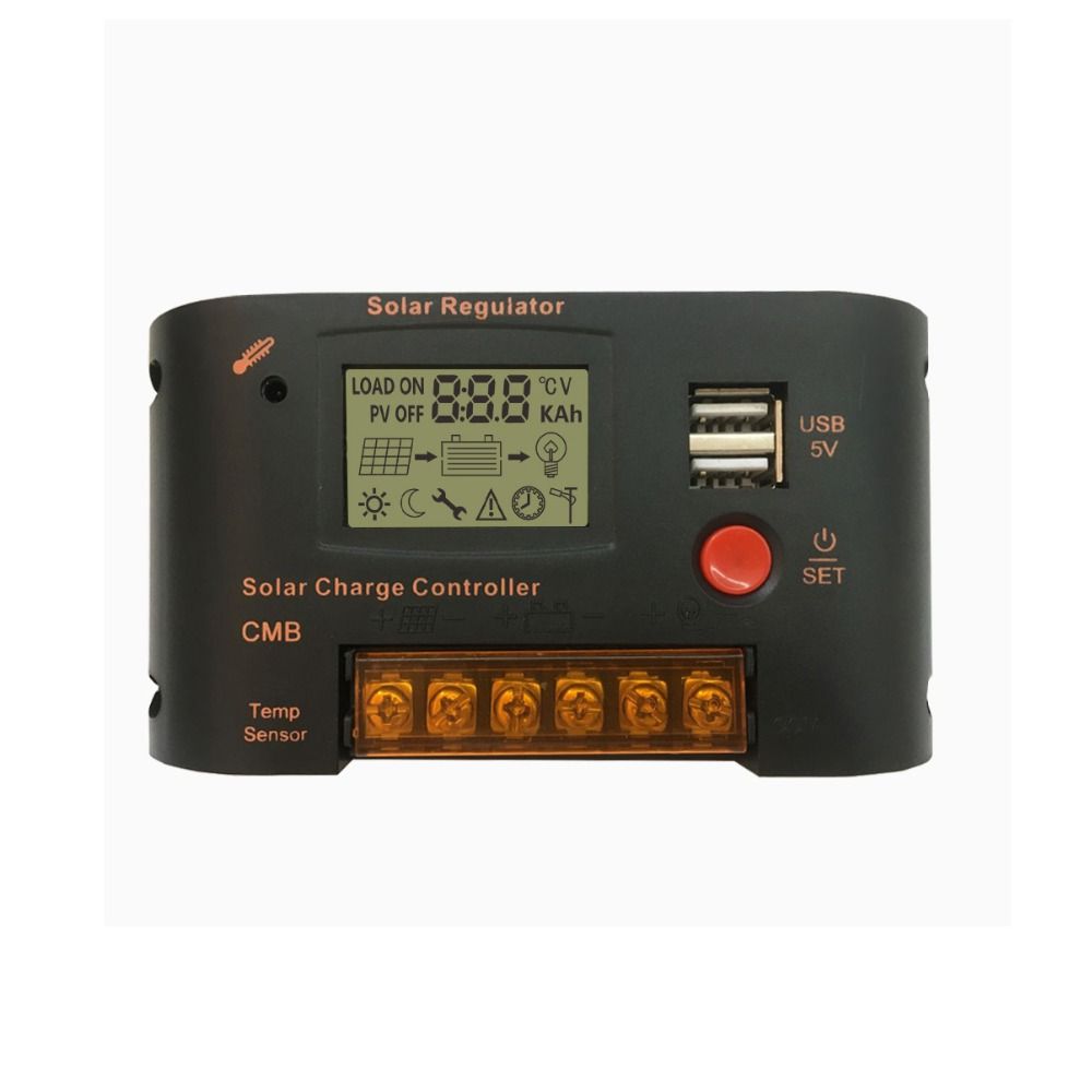 

10A/20A PWM Solar Charger Controller 12V 24V Auto LCD Display Dual USB 5V 2A Output Solar Regulator with Light and Time