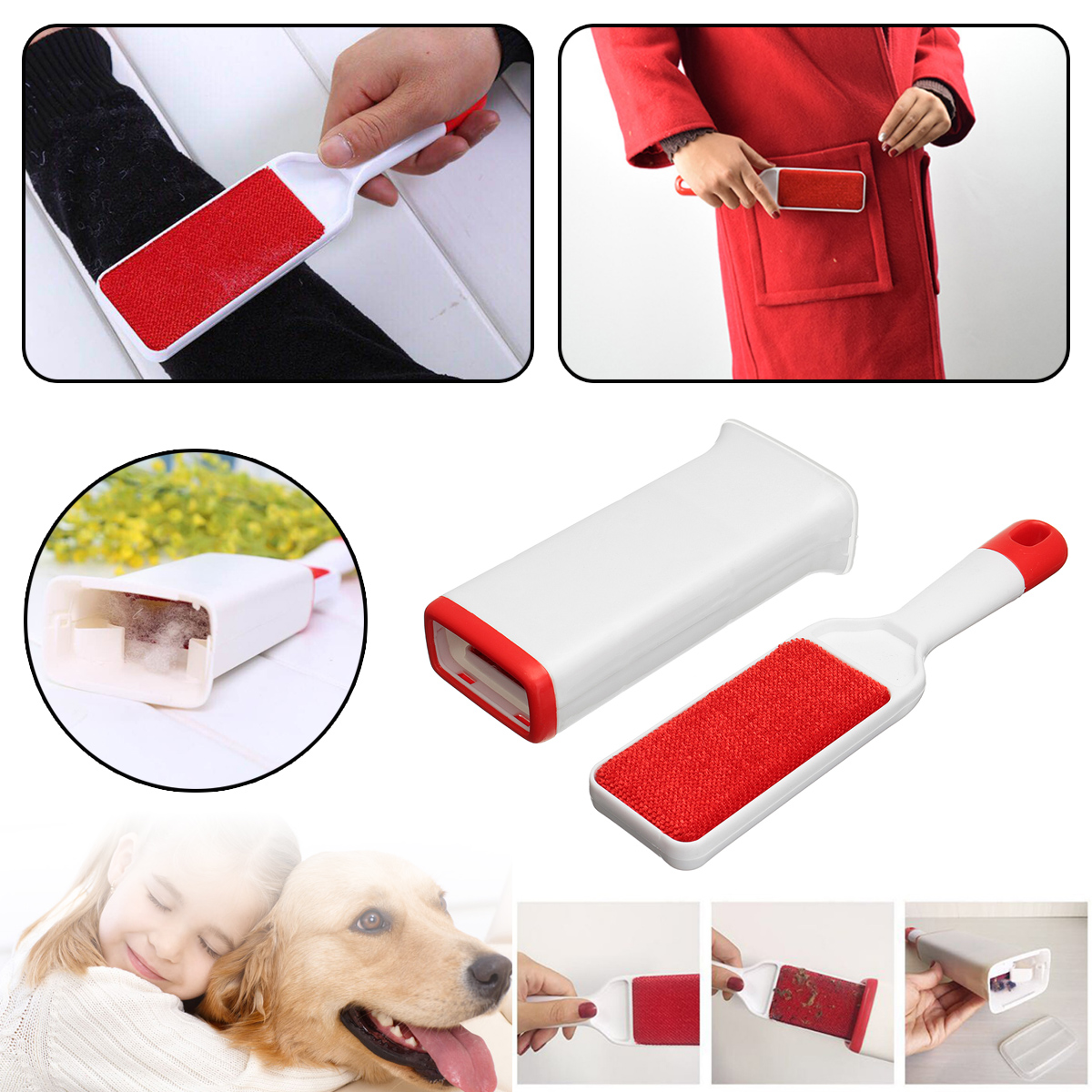 

Pet Hair Remover Self-cleaning Cat Dog Lint Fur Clothes Cleaner Cleaning Brush