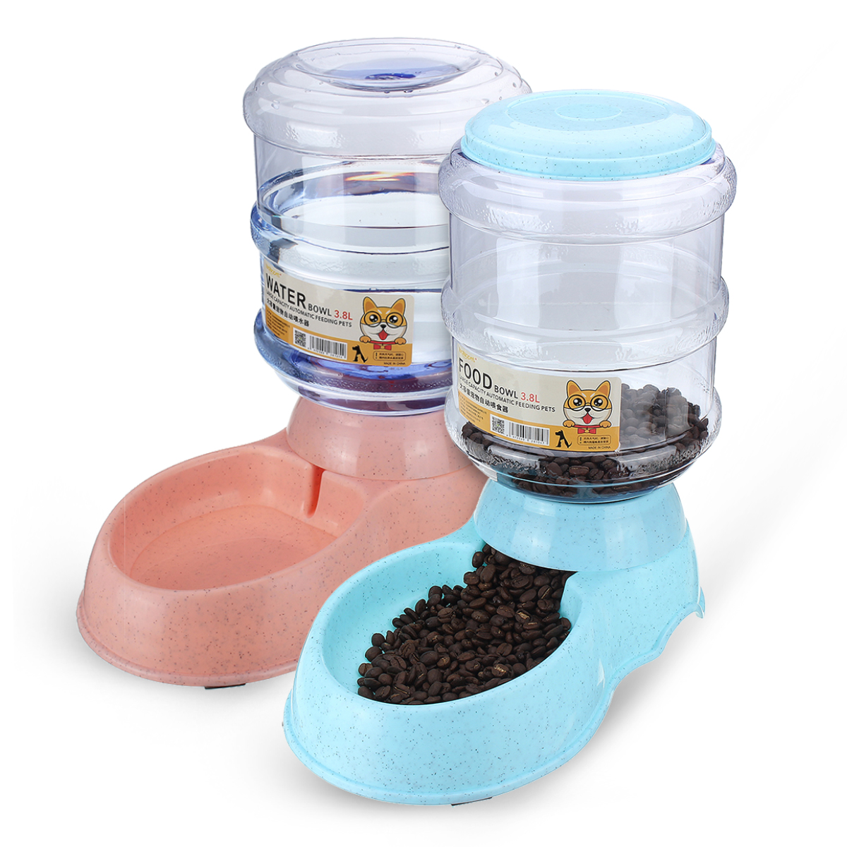 

3.8L Automatic Pet Feeder Food Feeder Dog Cat Water Dispenser Drink Bowl