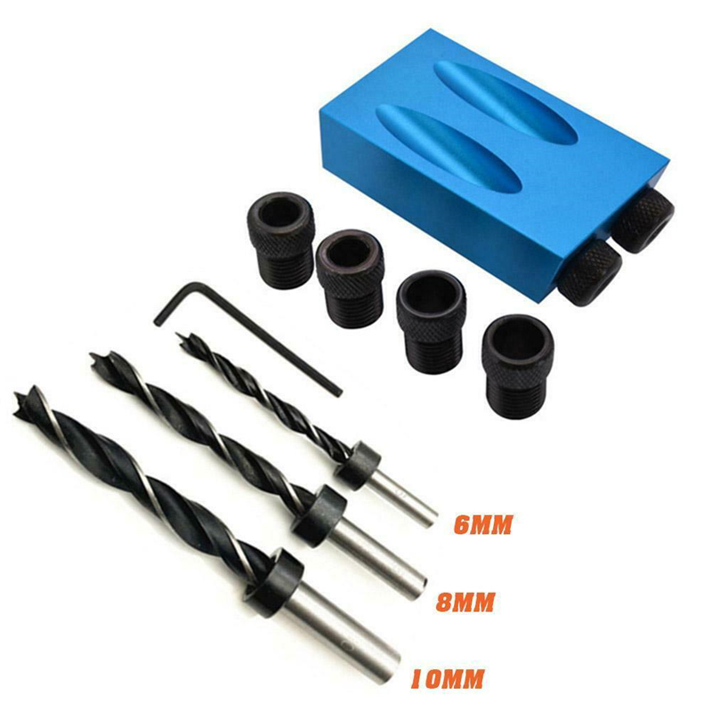 7/14PCS Pocket Hole Screw Jig Dowel Drill Joinery Kit Woodworking Guides Tool 22