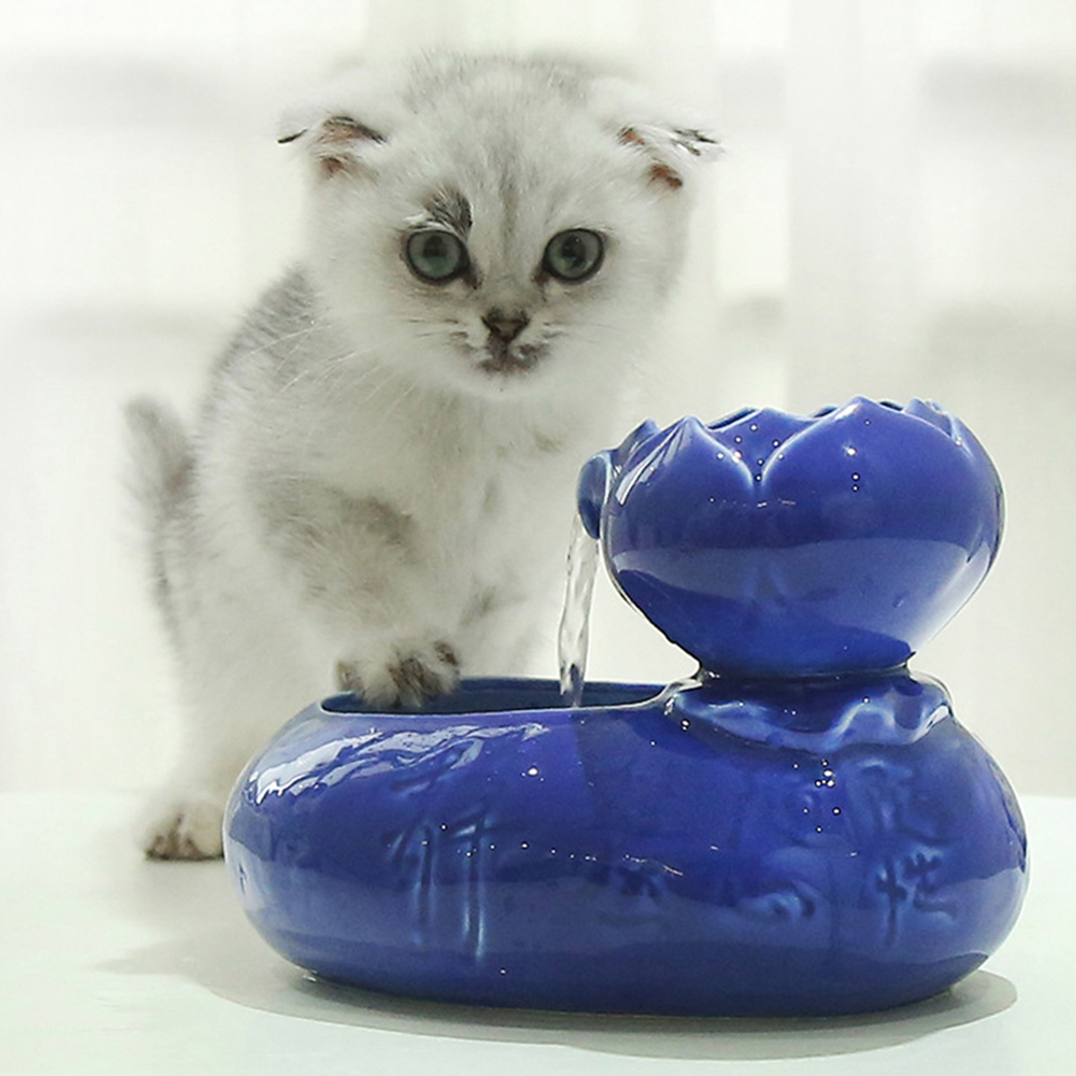 

Ceramic Cat Dog Pet Automatic Circulating Water Dispenser Fountain Basin Drink Bowl