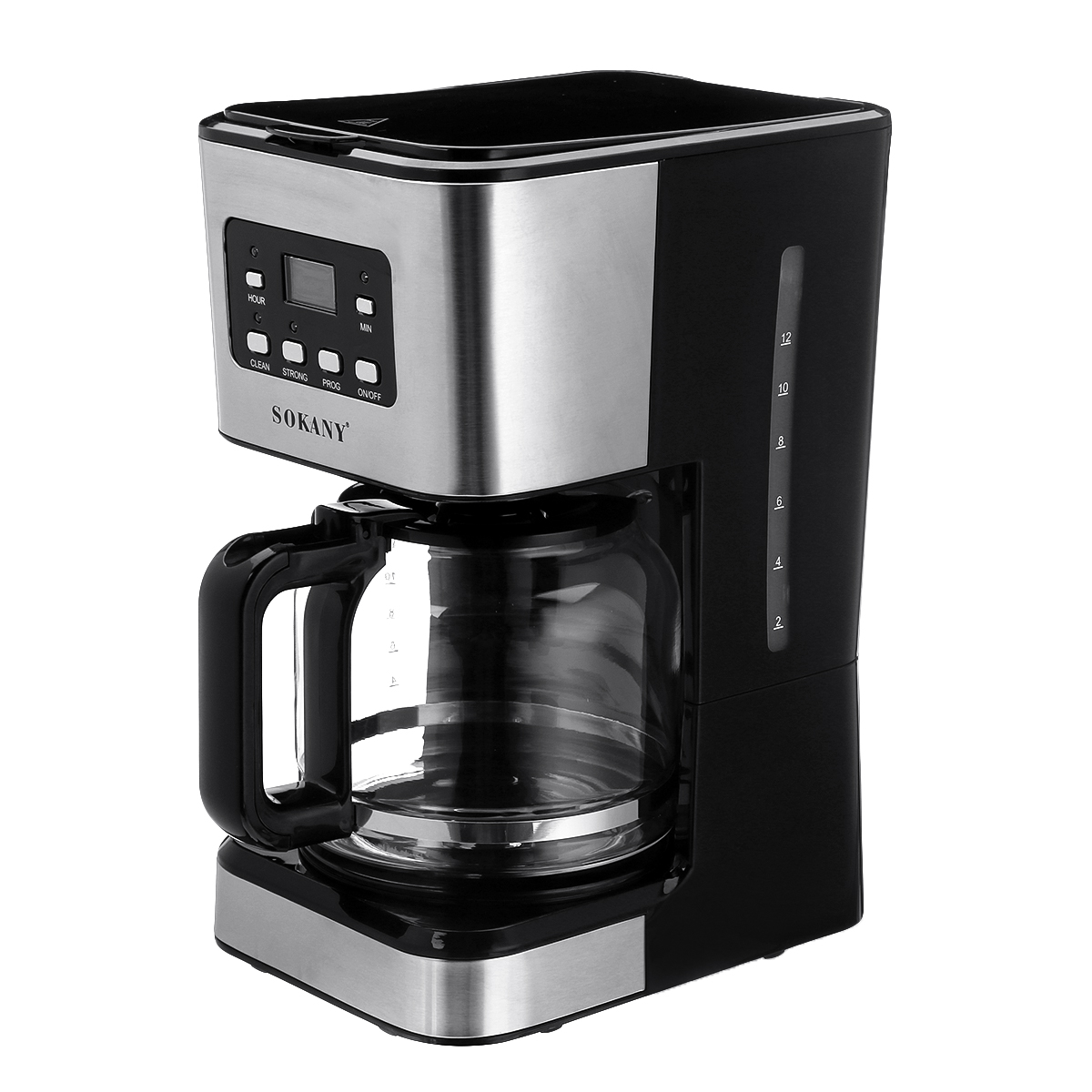 220V Coffee Maker 12 Cups 1.5L Semi-Automatic Espresso Making Machine Stainless Steel 34