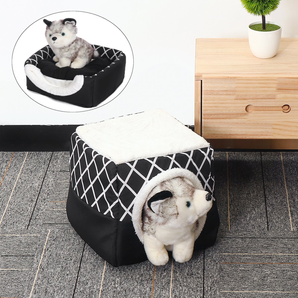 

Folding Fleece Warm Puppy House Dog Cat Pet Bed Cave Sleeping Mat Pad Soft Cushion