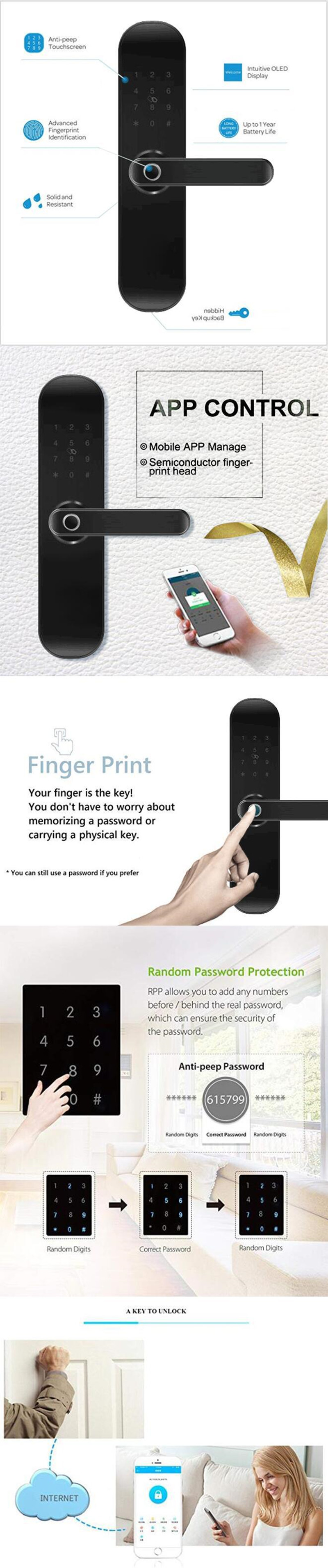 Tuya Version Smart Fingerprint Door Lock Password Card TUYA APP Remotely Identification Security Unlock Intelligent Home Anti-Theft Electronic Locker 1