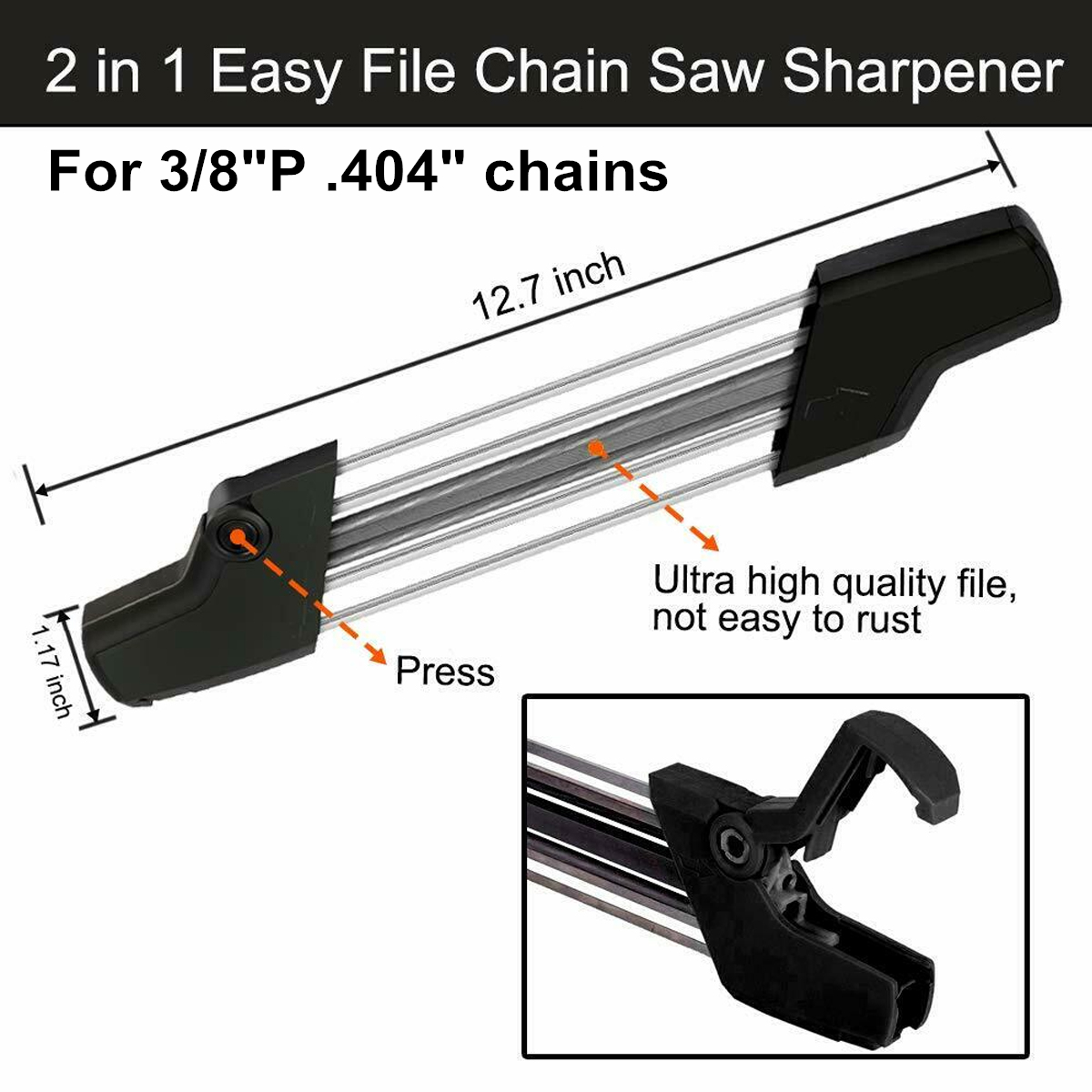 

2 IN 1 Easy Chainsaw Chain File Sharpener 13/64 3/8P .404 Inch Chain Saw File Replace For Stihl