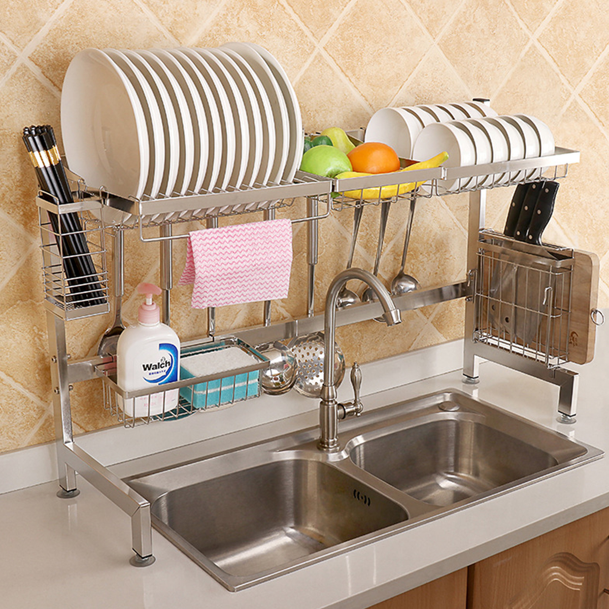 Parts & Accessories Kitchen Storage Dish Rack Drainer Drying Stainless Steel Tray Over Sink
