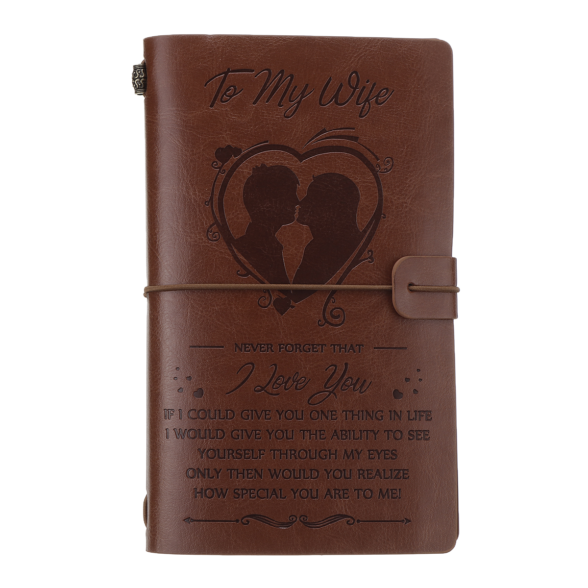 

To My Wife I Love You from Husband Engraved Leather Journal Notebook Diary Custom Message Quotes Gift Anniversary Birthday Graduation