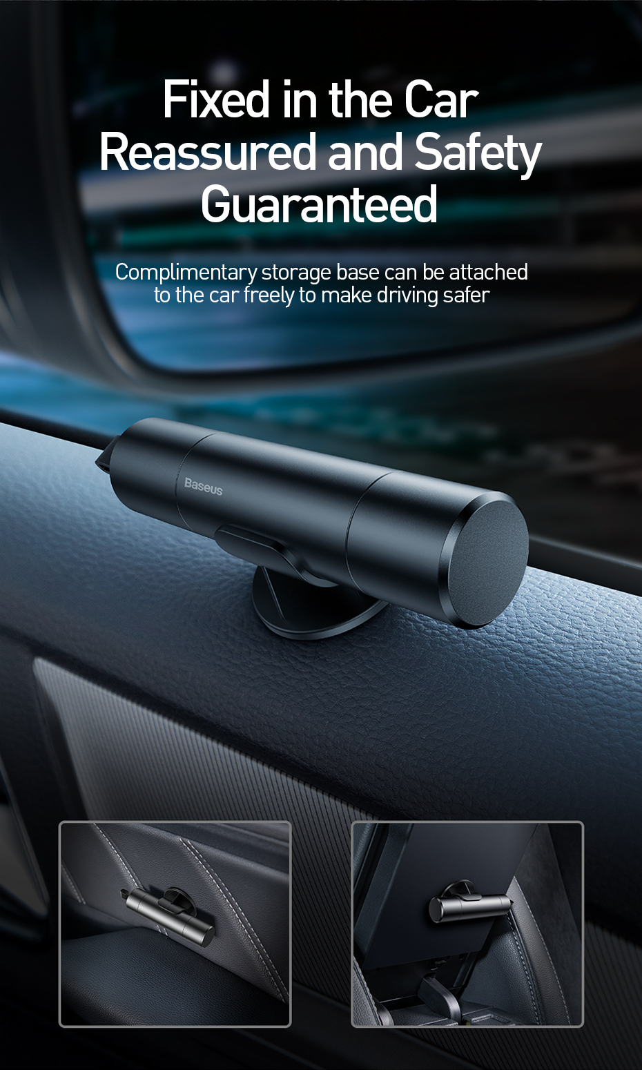 Baseus Mini Car Window Glass Breaker Seat Belt Cutter Safety Hammer Life-Saving Escape Hammer Cutting Interior Accessories 14