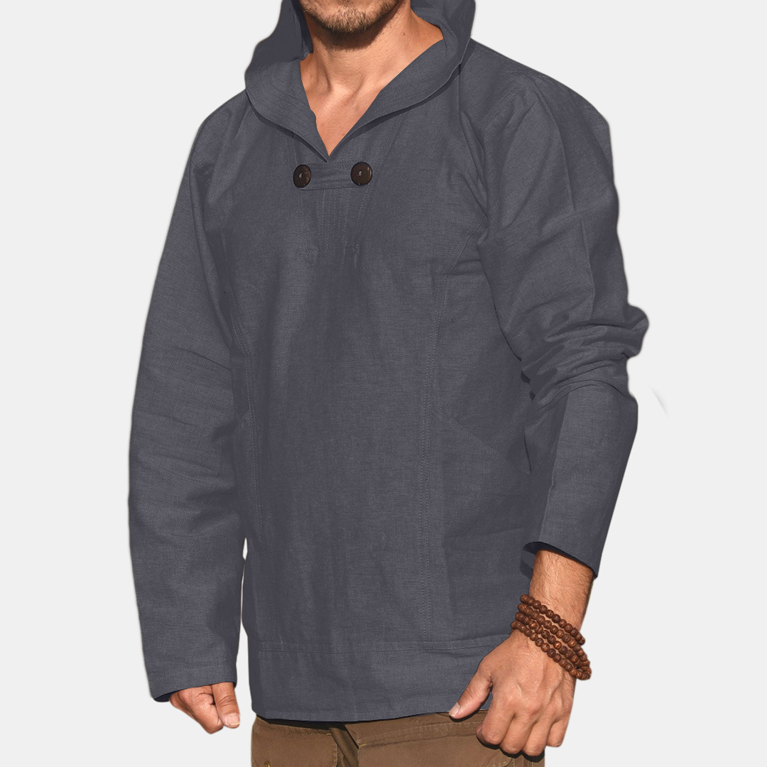 

Mens Solid Color Hooded Overhead Casual Sweatshirt