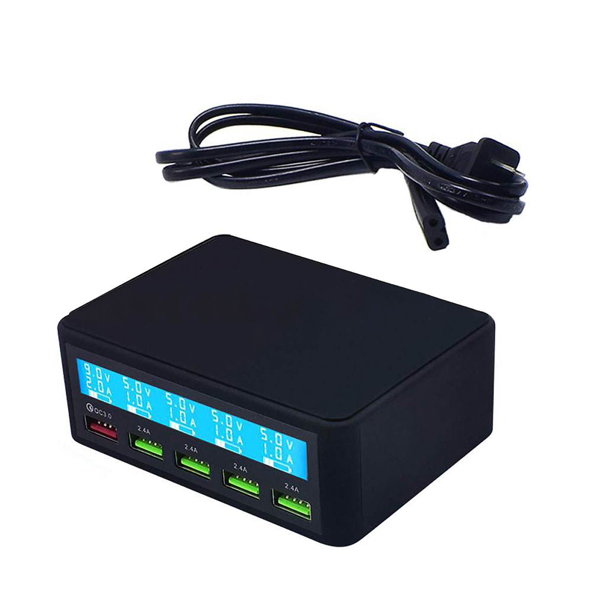 

5V/10A LCD Display USB Charger Adapter Quick Charge 3.0 Multi Port Mobile Phone Rapid Charger USB Socket