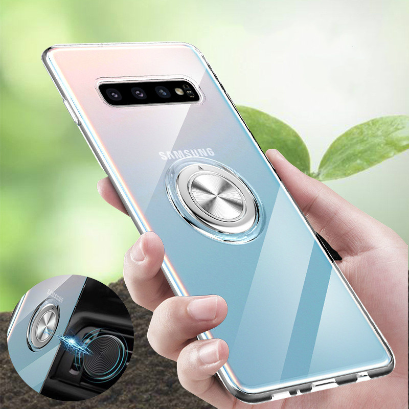 

Bakeey Clear Ring Grip Stand Magnetic Adsorption Protective Case For Samsung Galaxy S10 Plus