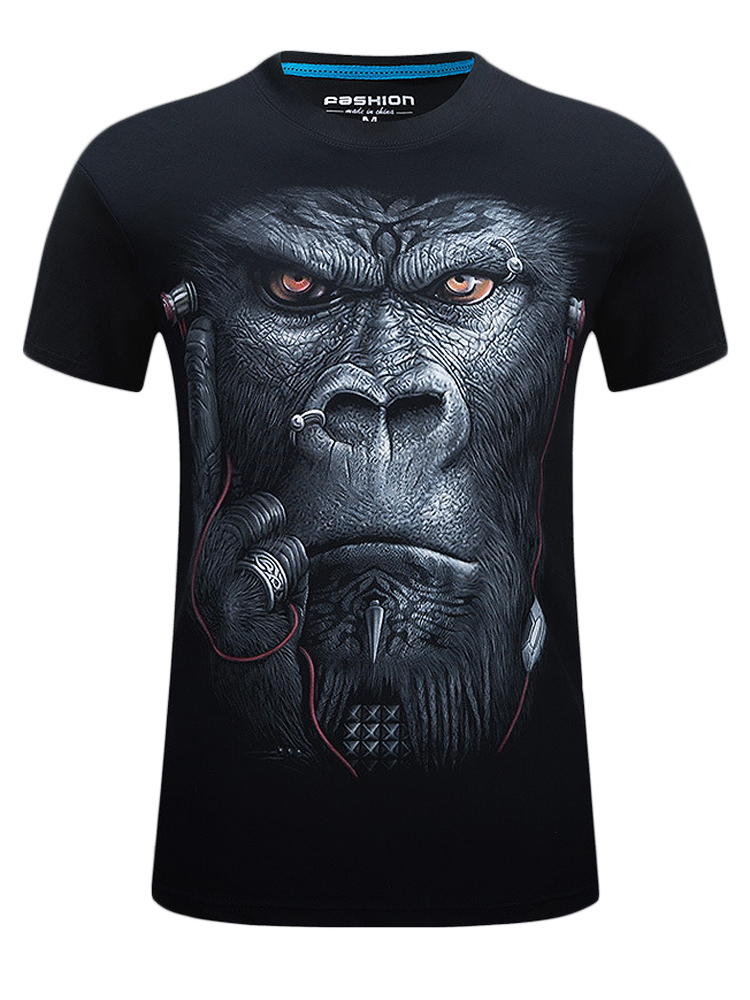 

Stylish Mens Summer Short Sleeve Monkey Ape Printed T-Shirt Tops Tees Blouses