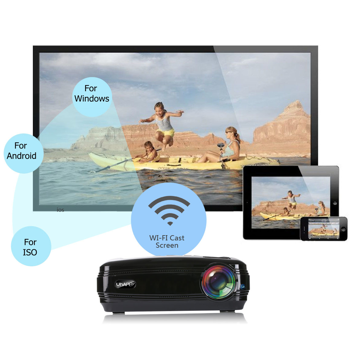10000 Lumens 3D 1080P Full HD Mini Projector LED Multimedia Home Theater Android 16