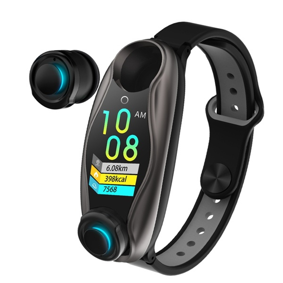 

KALOAD T90 2 in 1 0.96in IPX5 Waterproof 5.0 bluetooth Call Smart Watch Earphone HR BP Monitor Support Siri Fitness Trac
