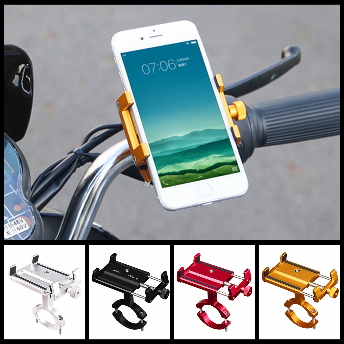 

Алюминиевый сплав велосипед мотоцикл руль держатель телефона фиксированный кронштейн для 3,5-6,2-дюймовый смартфон