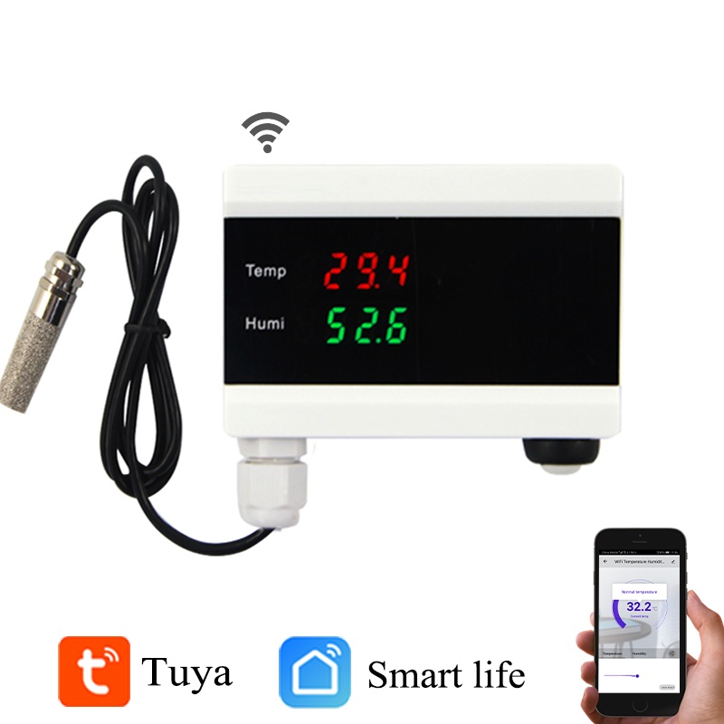 

WiFi Tuya Smart Temperature Humidity Alarm Sensor Thermometer Hygrometer Detector Home Digital Display Android APP Alert