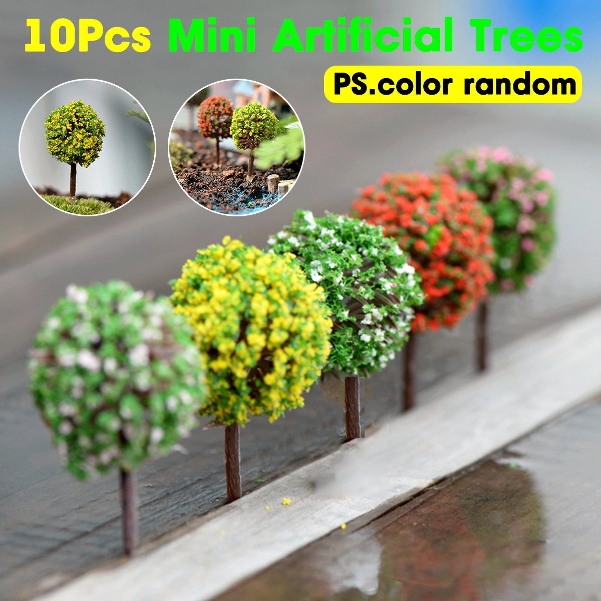 

10шт мини искусственные Растение деревья цвет случайные украшения офисный стол домой