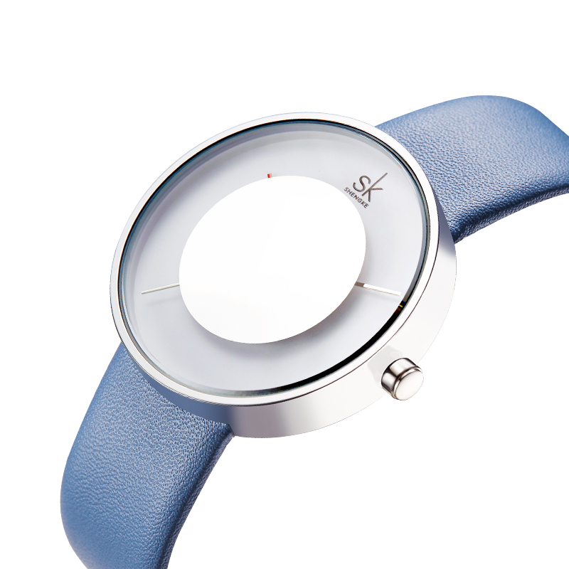 

SHENGKE SK K0107 Простой циферблат маленький круг Pure Color Стандарты Женское Модные кварцевые часы