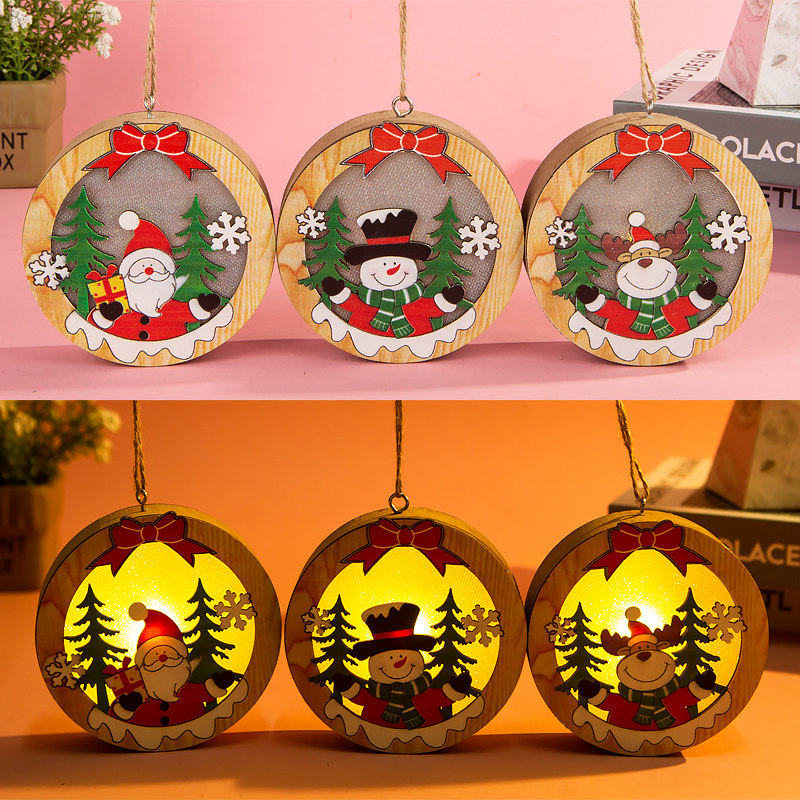 

Luminous Christmas Wooden Ornament LED Light Santa Claus Deer Decor Lamp Xmas Decorations