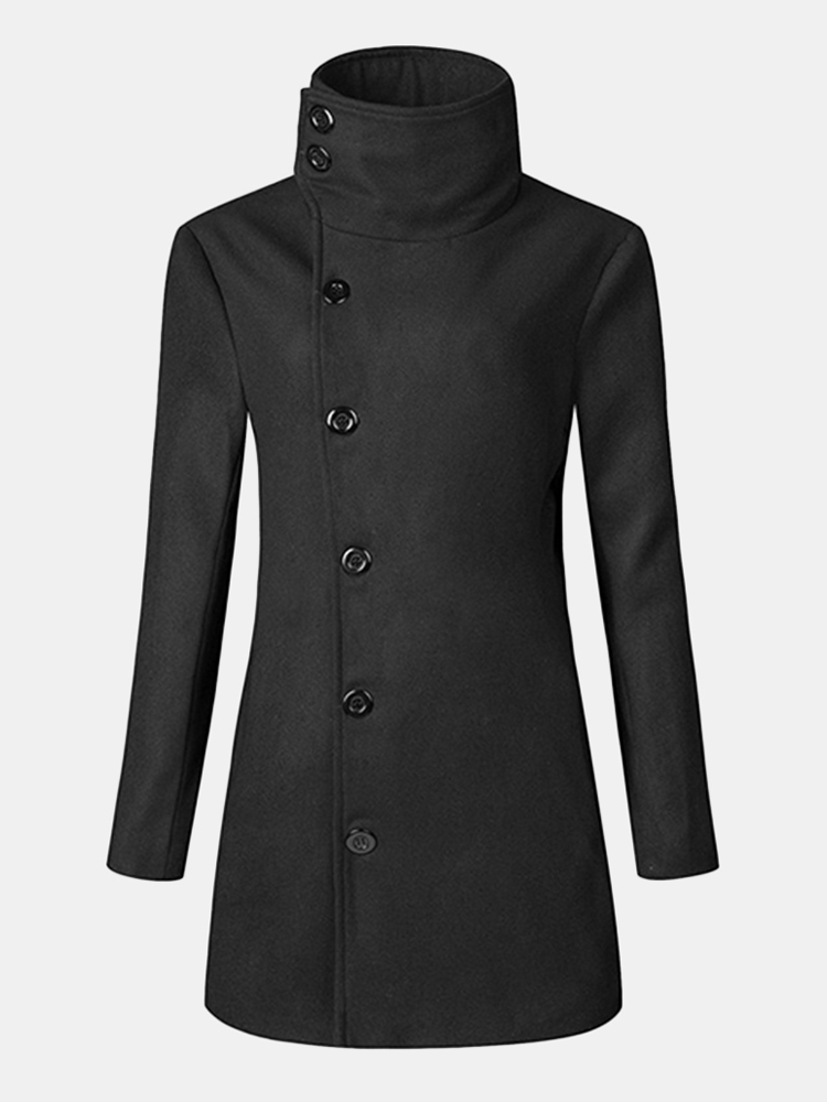 

Mens Solid Slim Fit Double-breasted Trench Coat