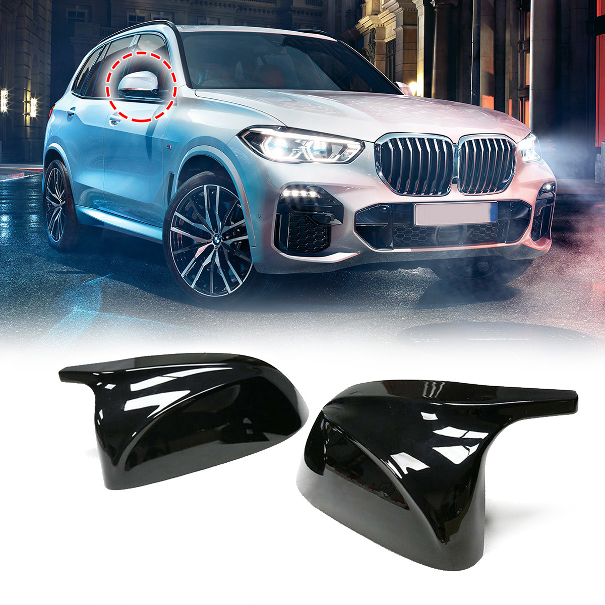

Glossy Black Side Car Mirror Cover For BMW X3 G01 2018 +For BMW X4 G02 2018 +For BMW X5 G05 2018 +For BMW X7 G07 2018 +