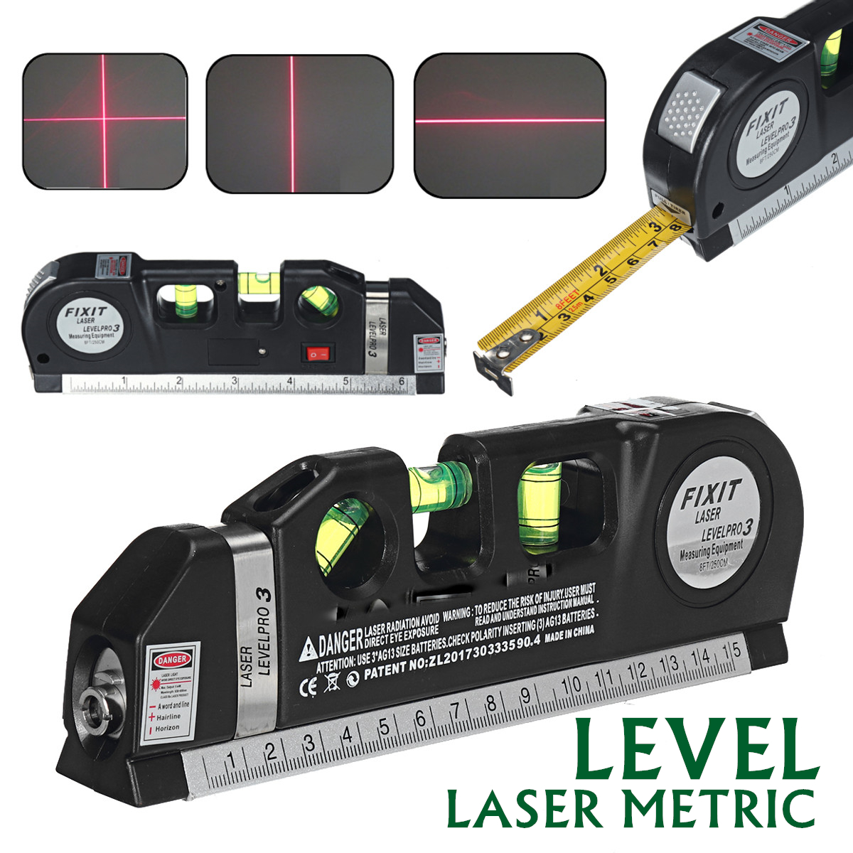 Laser Level Vertical Line Tape Horizontal Vertical Aligner Measure Tape