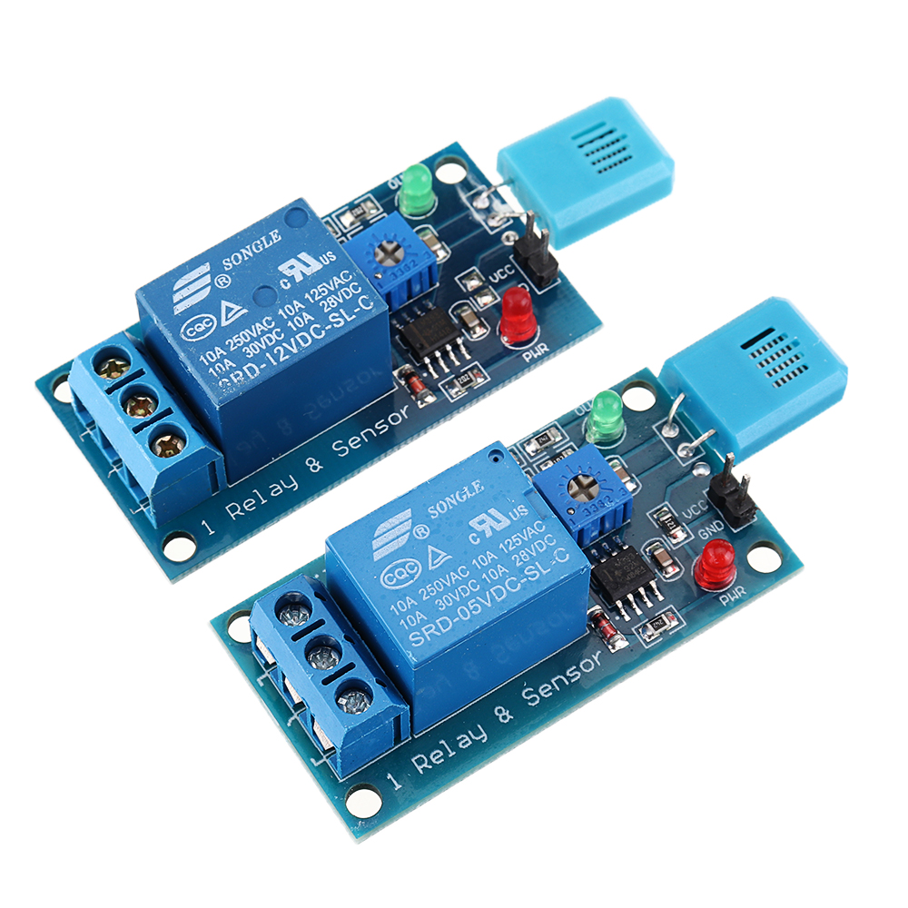 

HR202 Blue Sensor DC 5V/12V 1 Channal Humidity Sensitive Switch Relay Module Humidity Controller Humidity Sensor Module