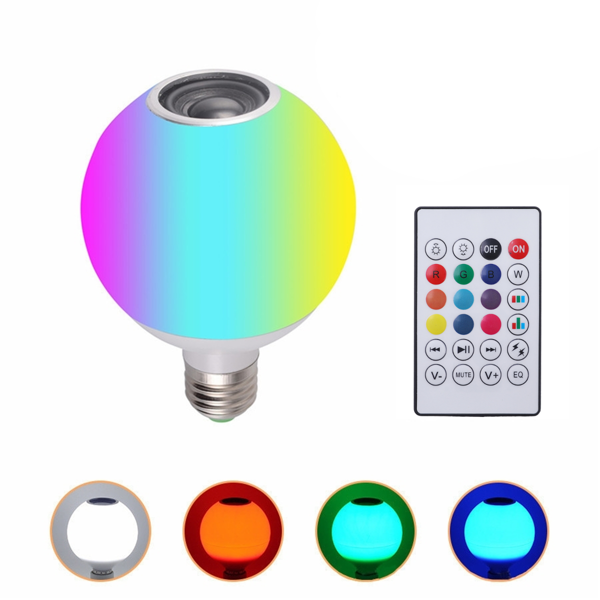 

AC100-245V 12W RGBW LED Беспроводная связь Bluetooth Динамик Лампочка Музыка Play Лампа + Дистанционное Управление
