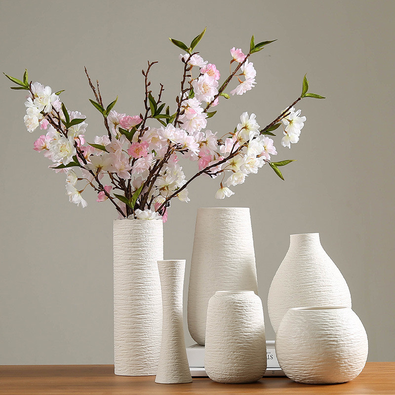 

Modern White Vase Ceramic Vase Home Decoration Accessories Dry Flower Minimalist Literary Vase for Flower