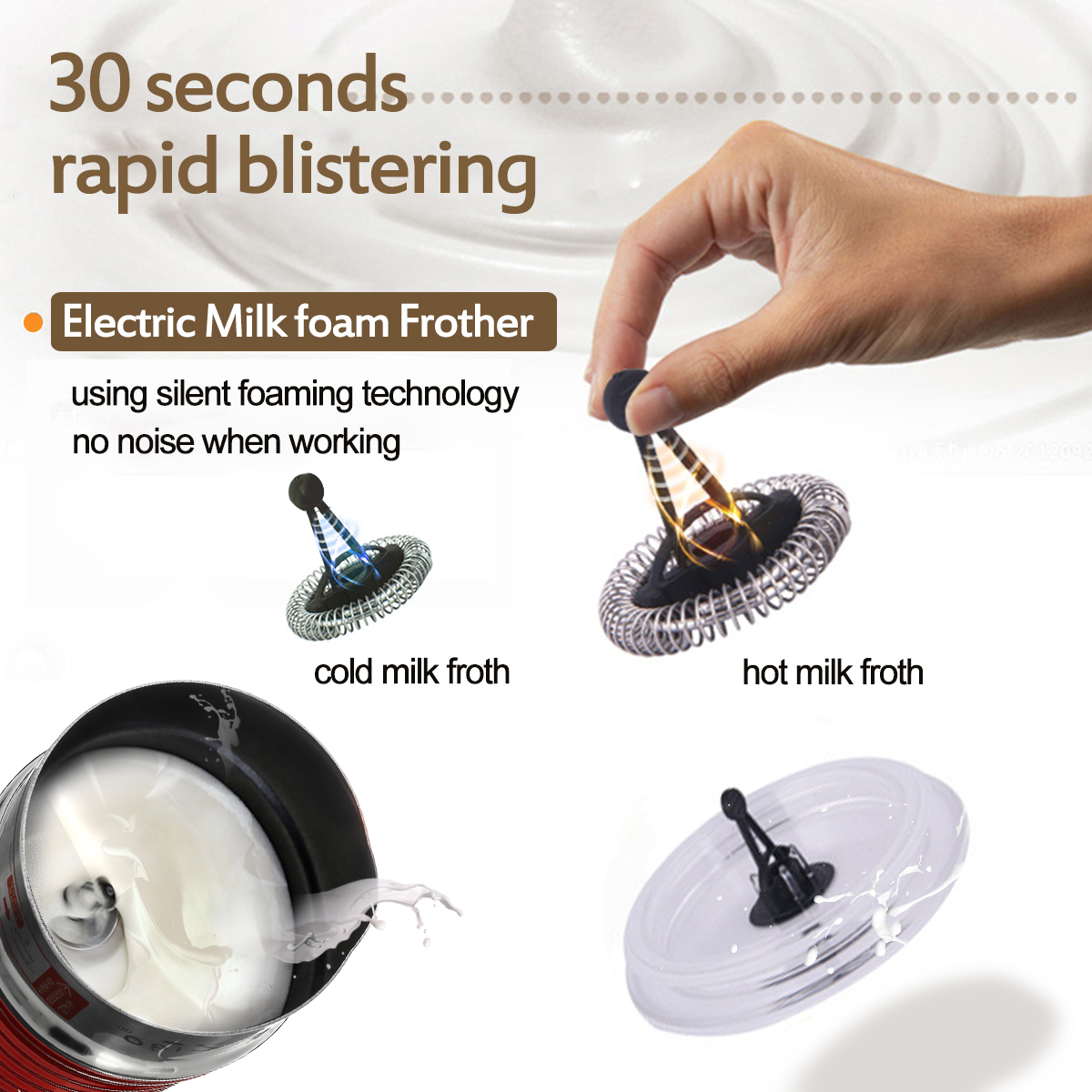 Electric Milk Frother Foamer Frothing Milk Warmer Latte Cappuccino Coffee Foam Maker Machine Temperature Keeping 15