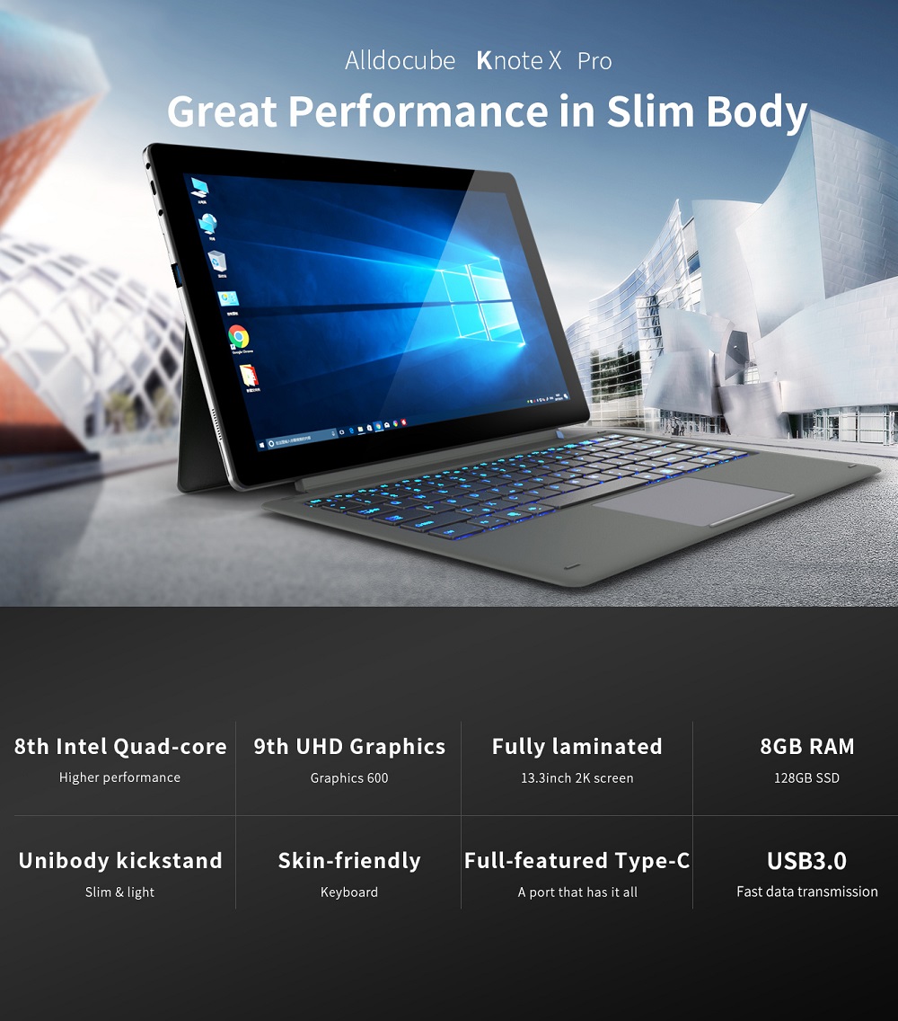 Alldocube KNote X Pro Intel Gemini Lake N4100 Quad Core 8GB RAM 128GB SSD 13.3 Inch Windows 10 Tablet With Keyboard 1