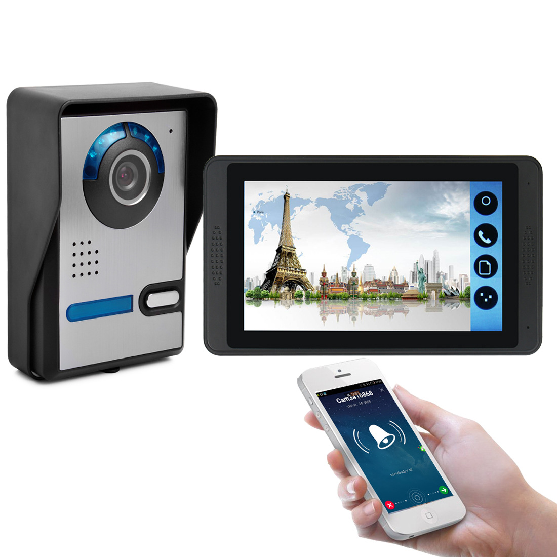 

ENNIO 7 Inch Capacitive Touch Wireless Wired Video Doorbell Video Camera Phone Remote Call Unlock Video Intercom