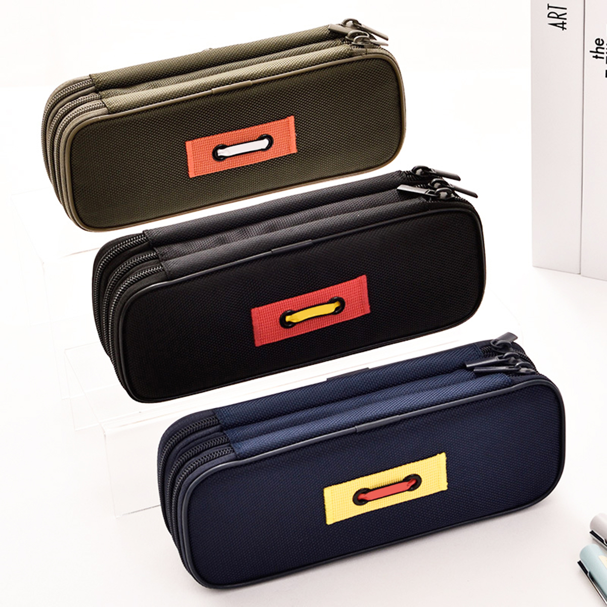 

1 Piece Large Capacity Three Layers Pencil Case Cute Pen Bag Zipper Storage Box Pouch Office School Stationary Supplies
