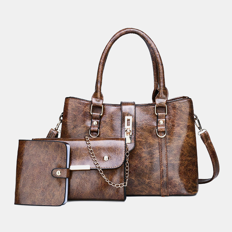 

3 PCS Women Casual Large Capacity Vintage Multifunction Handbag Crossbody Bag
