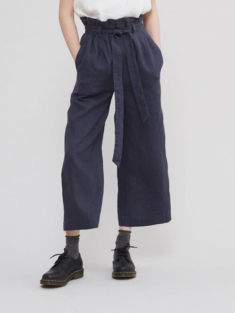 

Solid Color Loose Causal Wide Leg Pants With Belt