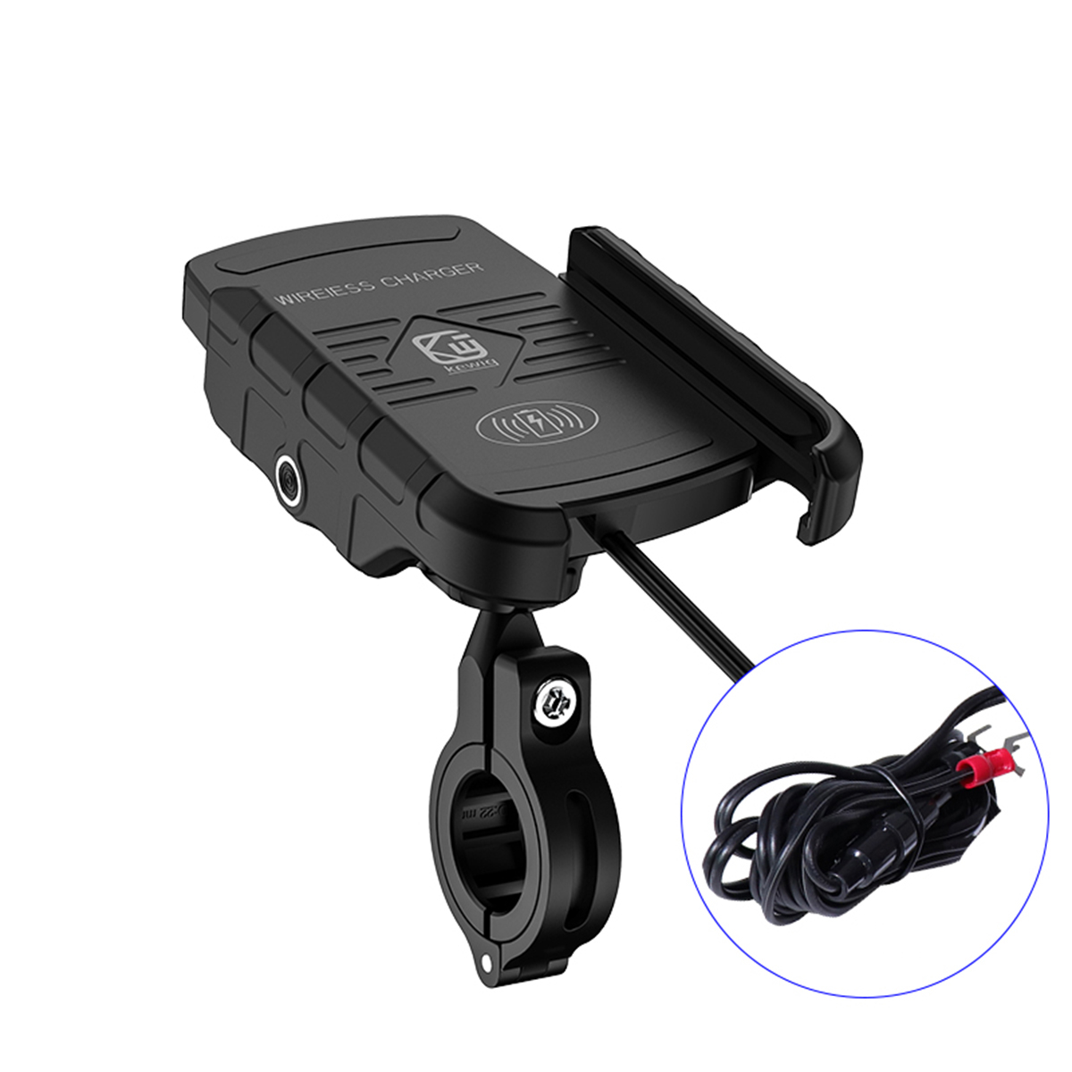 

15W Qi Wireless Charger Waterproof 360° Aluminum Phone Holder Handlebar Mount For Motorcycle Bike Bicycle