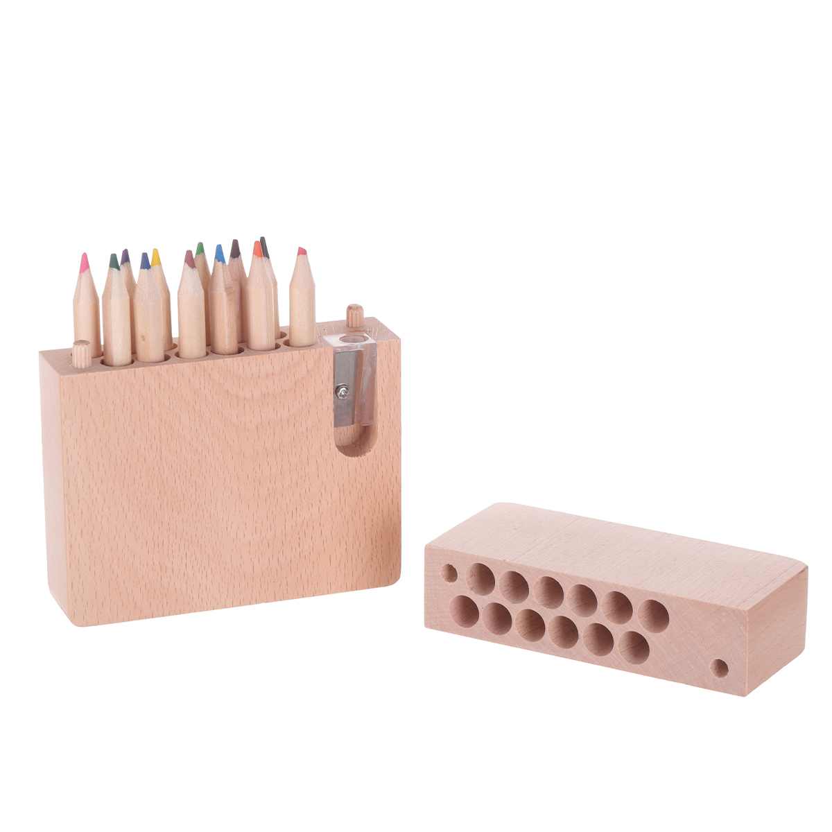 

Miniso Wooden Box 12 Pcs Colored Pencils with Pencil Sharpener