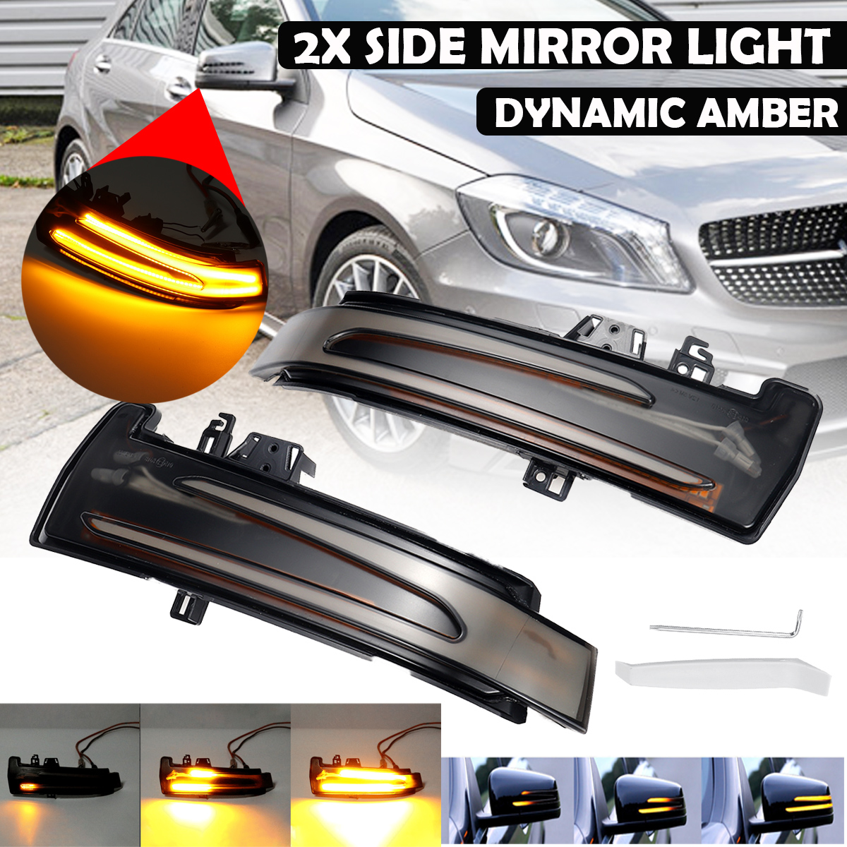 Sequential LED Turn Signal Side Mirror Lights For Mercedes A C E S CLA CLS Class
