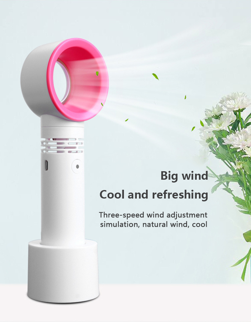 Bakeey USB Large Capacity No Leaf Mini Portable Rechargeable Small Fan With Base 64