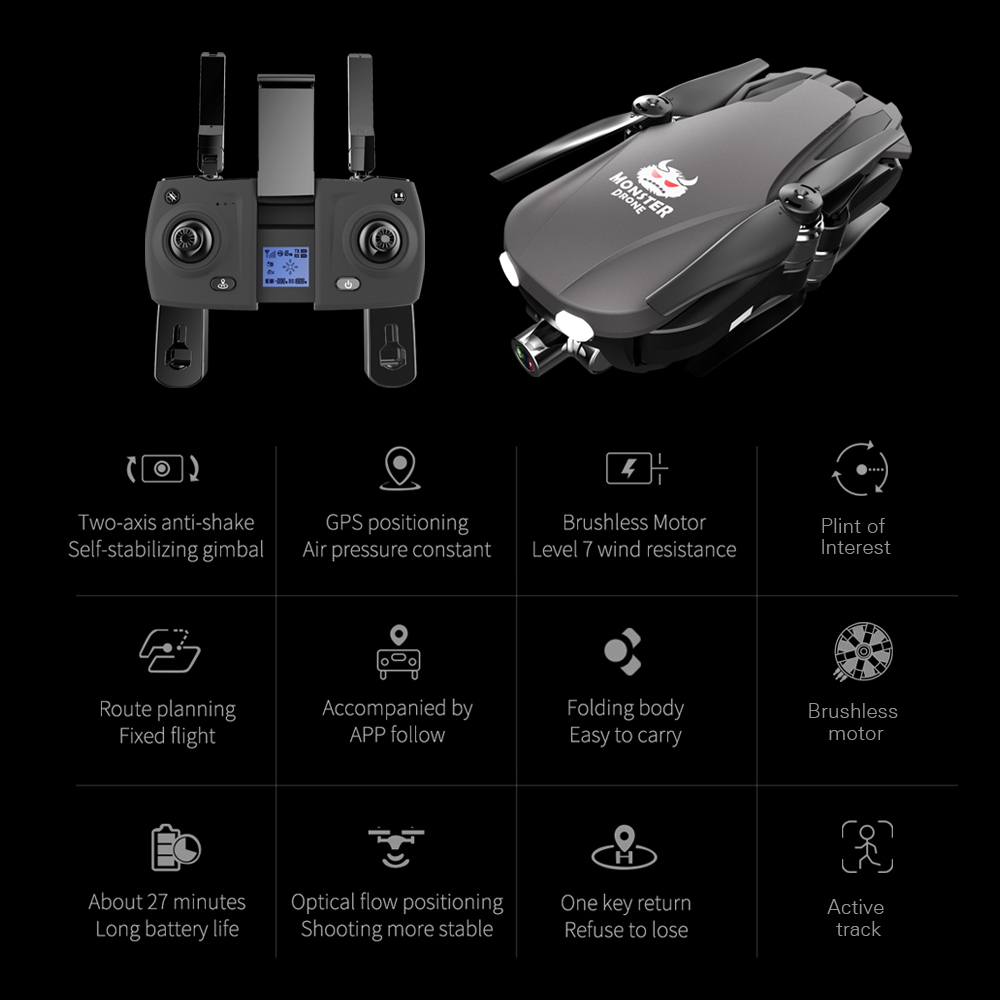 FQ777 F8 GPS 5G WiFi FPV w/ 4K HD Camera 2-axis Gimbal Brushless Foldable RC Drone Quadcopter RTF 2