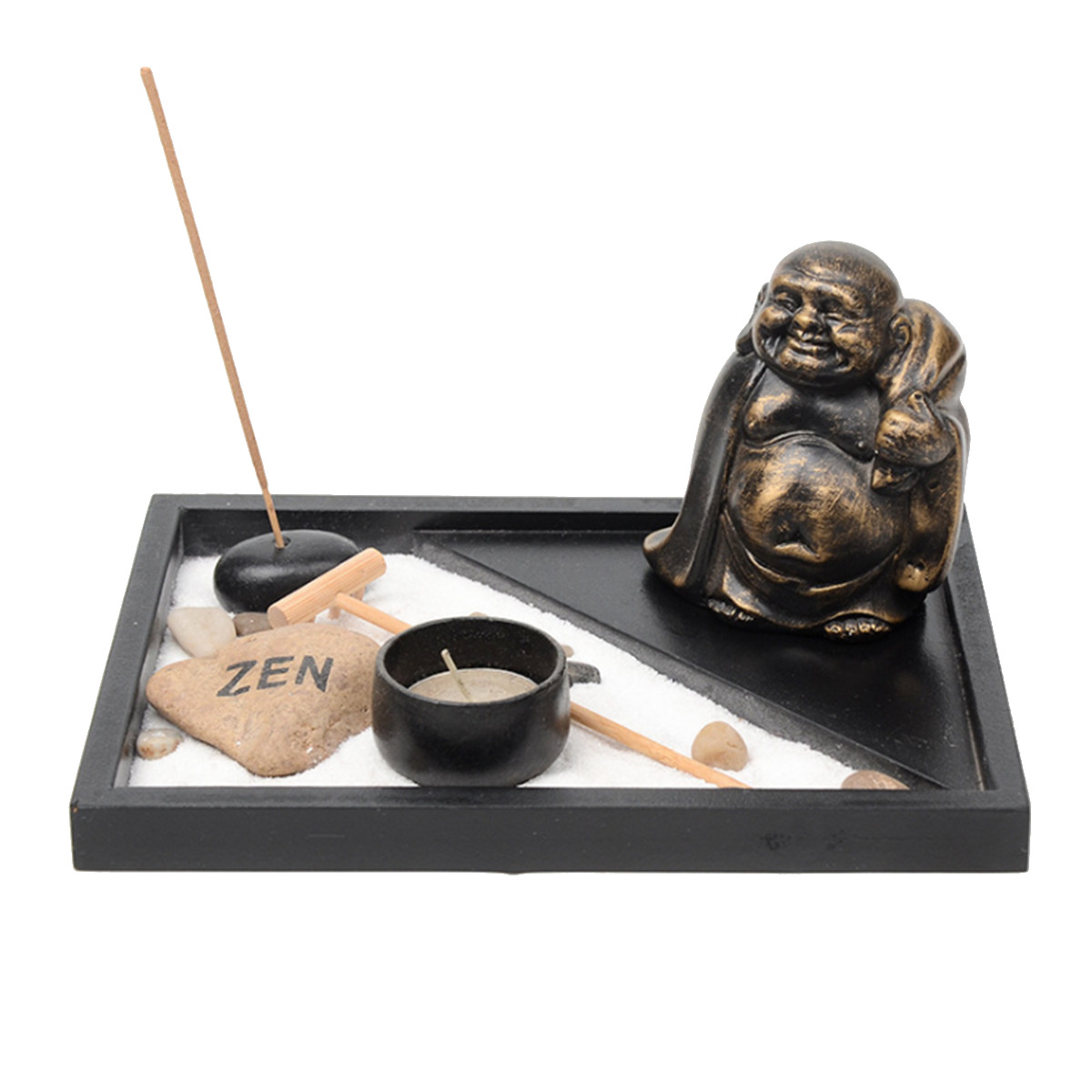

Buddist Statue Zen Garden Sand Kit Tealight Holder Spiritural Meditation Decorations
