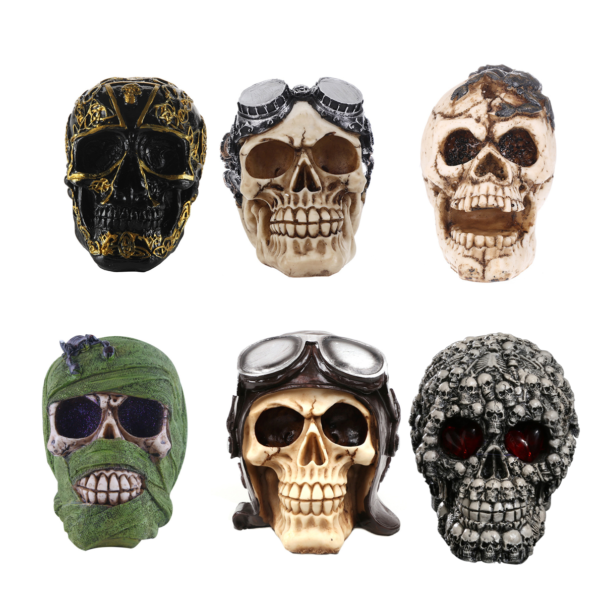 

Halloween Skull Head Skeleton Ornament Devil Bones Statue Halloween Sculpture Desktop Decorations